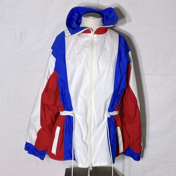 Vintage Red White Blue Long Windbreaker Jacket XL - Picture 2 of 14